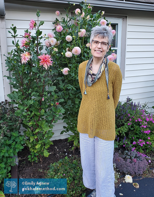 Emily Agnew standing, earlier in her posture journey.