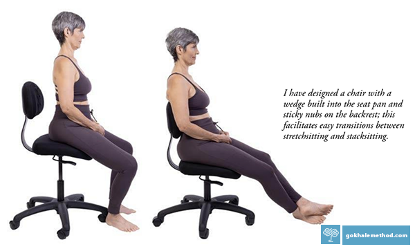 Detail from 8 Steps to a Pain-Free Back, 2nd Edition, showing stacksitting versus stretchsitting.