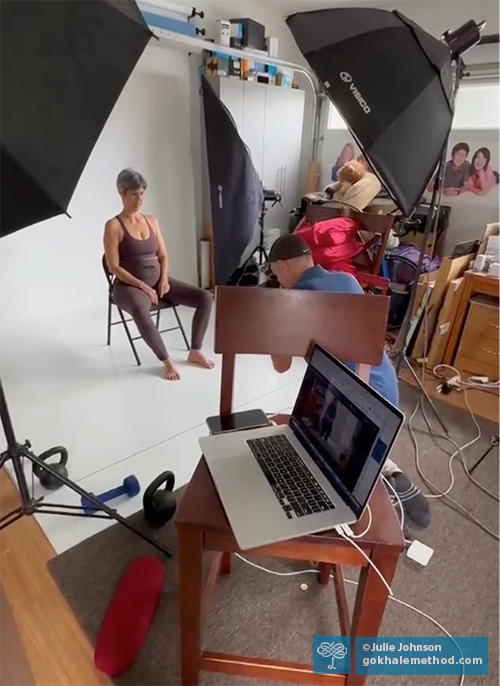 Shooting new studio photos for 8 Steps to a Pain-Free Back, 2nd Edition.