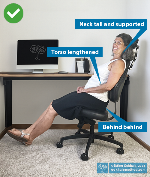 Esther Gokhale reclined in the Gokhale® Executive Chair