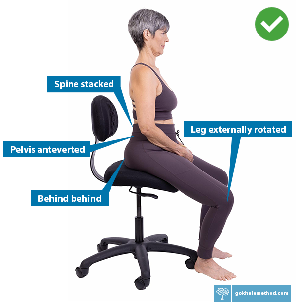 Esther Gokhale stacksitting in the Gokhale® Pain-Free Chair