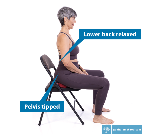 Esther demonstrates stacksitting using a wedge.