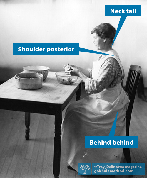 Cook stacksitting and preparing food at a kitchen table, 1920s.