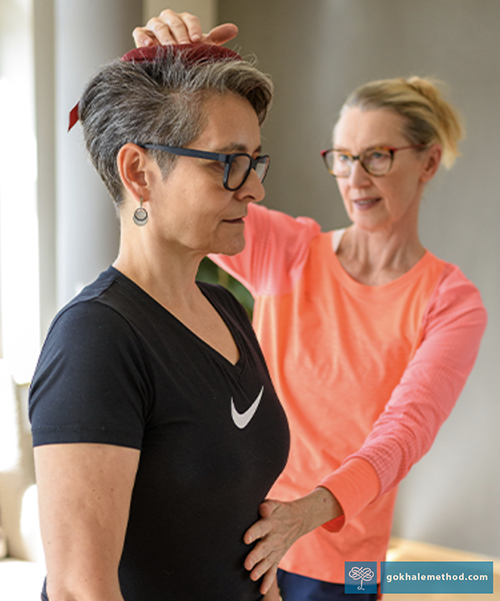 Gokhale Method teacher Clare Chapman guiding a student glidewalking.