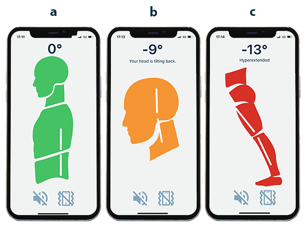 3 views of PostureTracker™app in use.