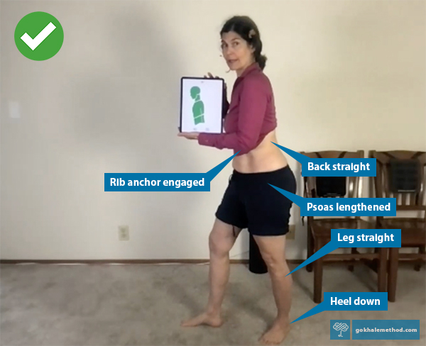 Esther Gokhale demonstrating PostureTracker™showing a healthy back shape in walking