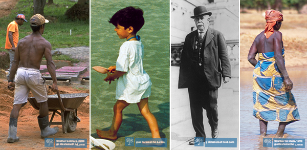 Four images of people of varying ages and cultures glidewalking.