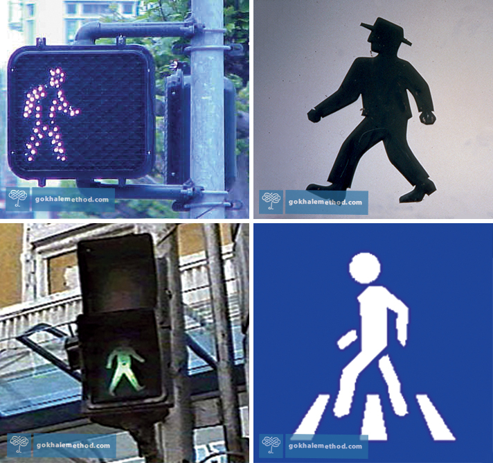 Detail of pedestrian crossing signs, Pg 170, 8 Steps to a Pain-Free Back, E. Gokhale
