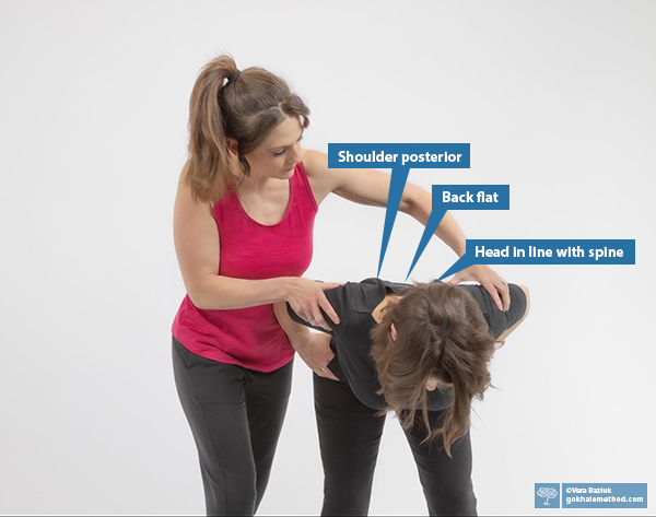 Gokhale Method teacher Vera Baziuk teaching a student hip-hinging.