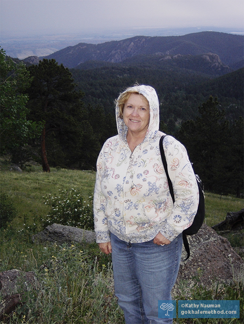 Gokhale Method Alumna Kathy Nauman out hiking.