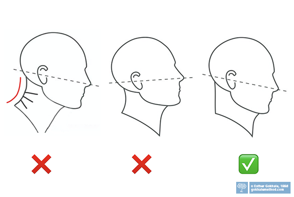 Drawing with three heads—in forward, tilted upward, and well-aligned positions.