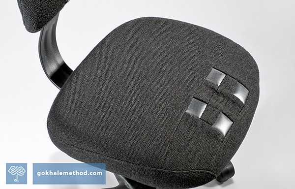 The Gokhale Method Pain-Free chair, aerial view of seat pan, angled.