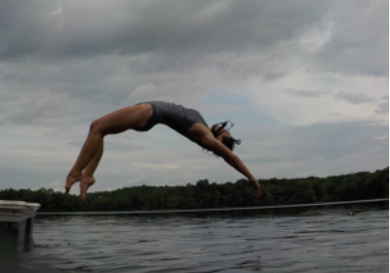 Cecily Frederick doing a back dive